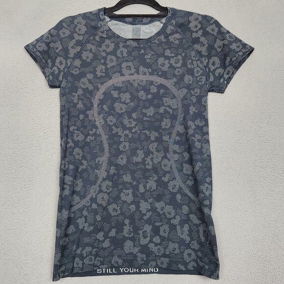Lululemon Shirt Womens 8 Gray Swiftly Tech Short Sleeve Seamless Camo Running - Picture 1 of 7